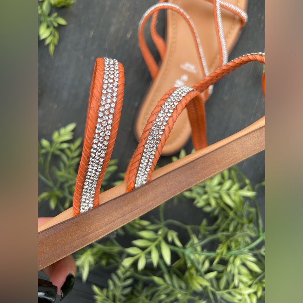 Embellished Orange Sandals. - Picture 5 of 6